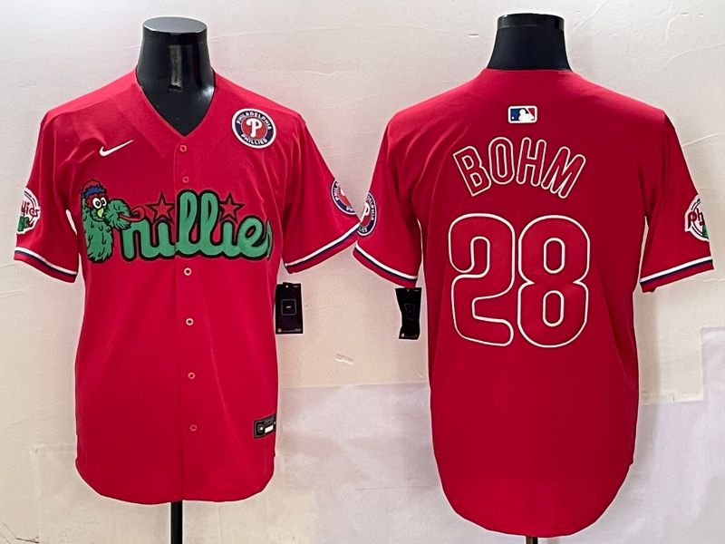 Men Philadelphia Phillies #28 Bohm Red three generations Joint Name 2025 Nike MLB Jersey style 6->philadelphia phillies->MLB Jersey